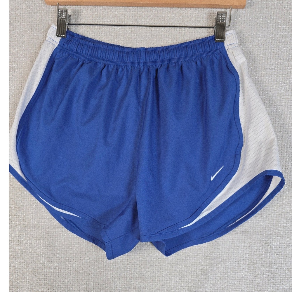 Nike Dri-FIT Womens Running Shorts Blue White Mesh 243438-494 Medium